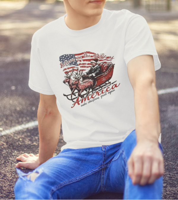 Believe In The Magic Of America Make Christmas Great Again America T-Shirt