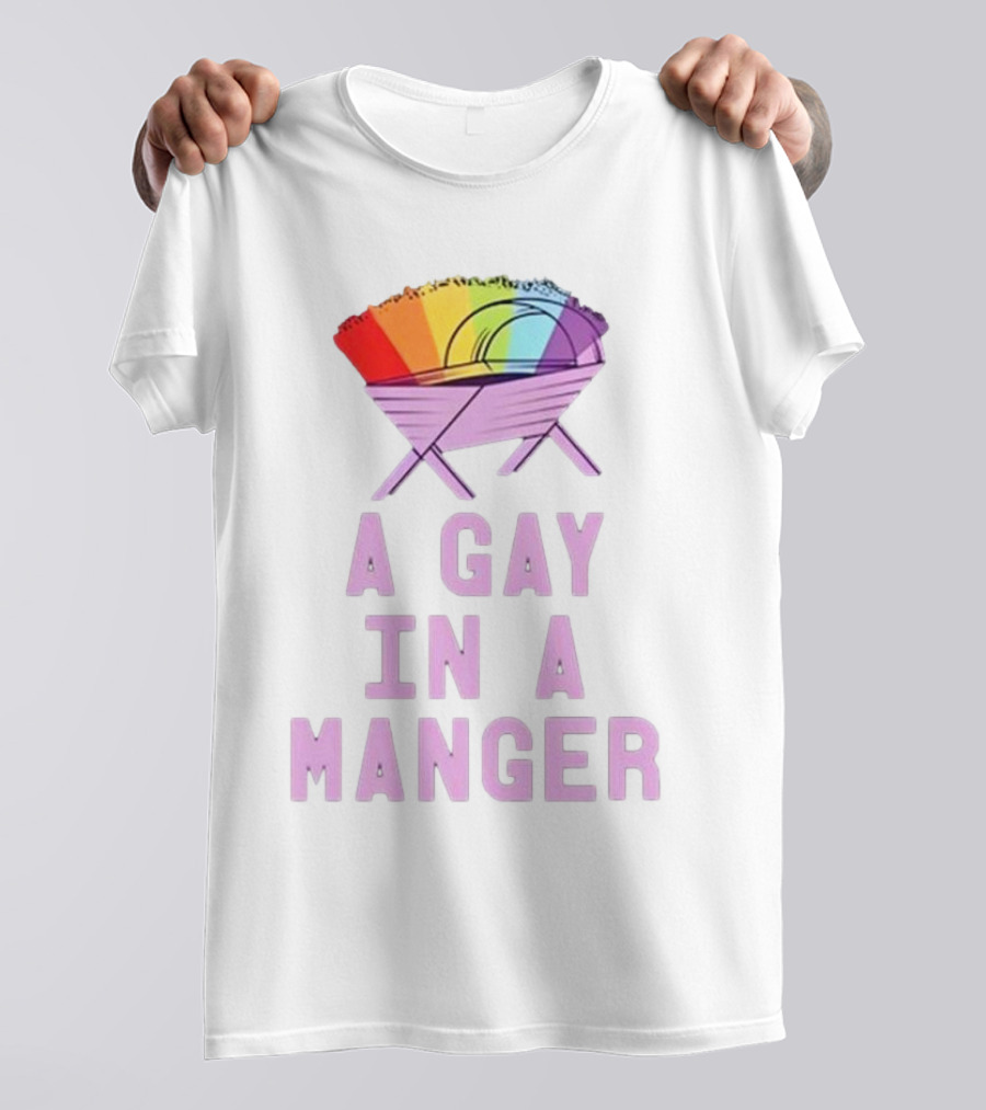 A Gay In A Manger Rainbow Purple T-Shirt