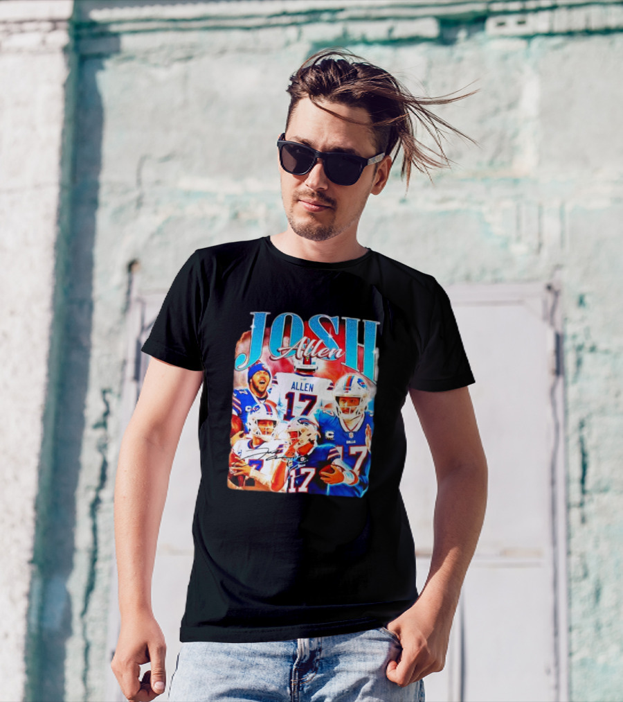 Josh Allen 17 Buffalo Bills Signature Vintage Retro Bootleg 90s T-Shirt