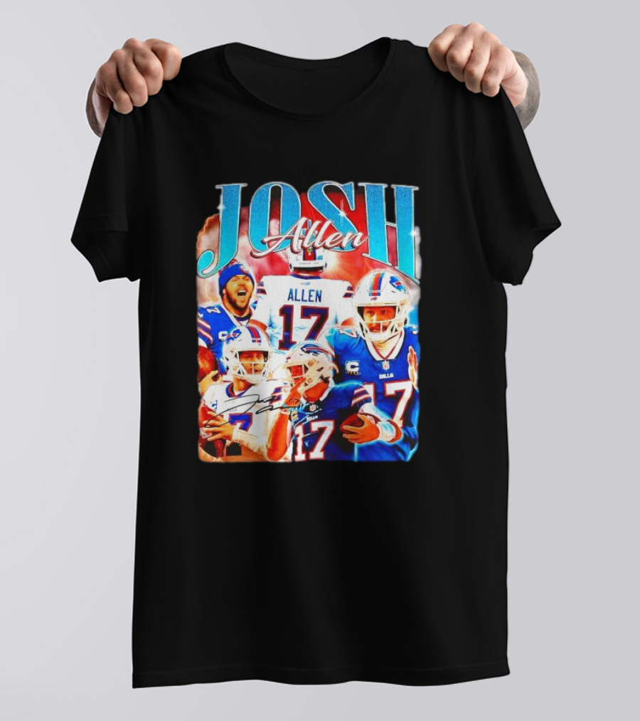 Josh Allen 17 Buffalo Bills Signature Vintage Retro Bootleg 90s T-Shirt