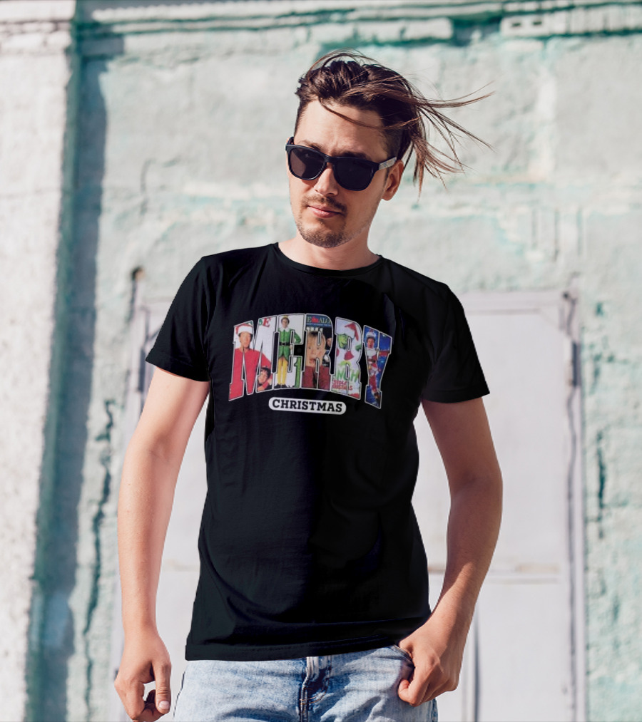 Merry Christmas Collection Movie Characters For Fans T-Shirt