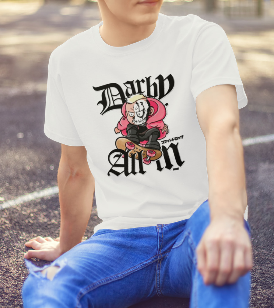 Darby Allin Skateboarding Cartoon Character With Face Paint T-Shirt
