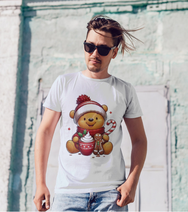 Winnie The Pooh Holiday Cozy Cocoa And Candy Cane Christmas T-Shirt