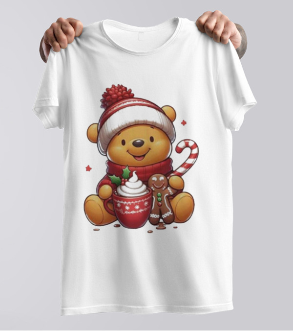 Winnie The Pooh Holiday Cozy Cocoa And Candy Cane Christmas T-Shirt