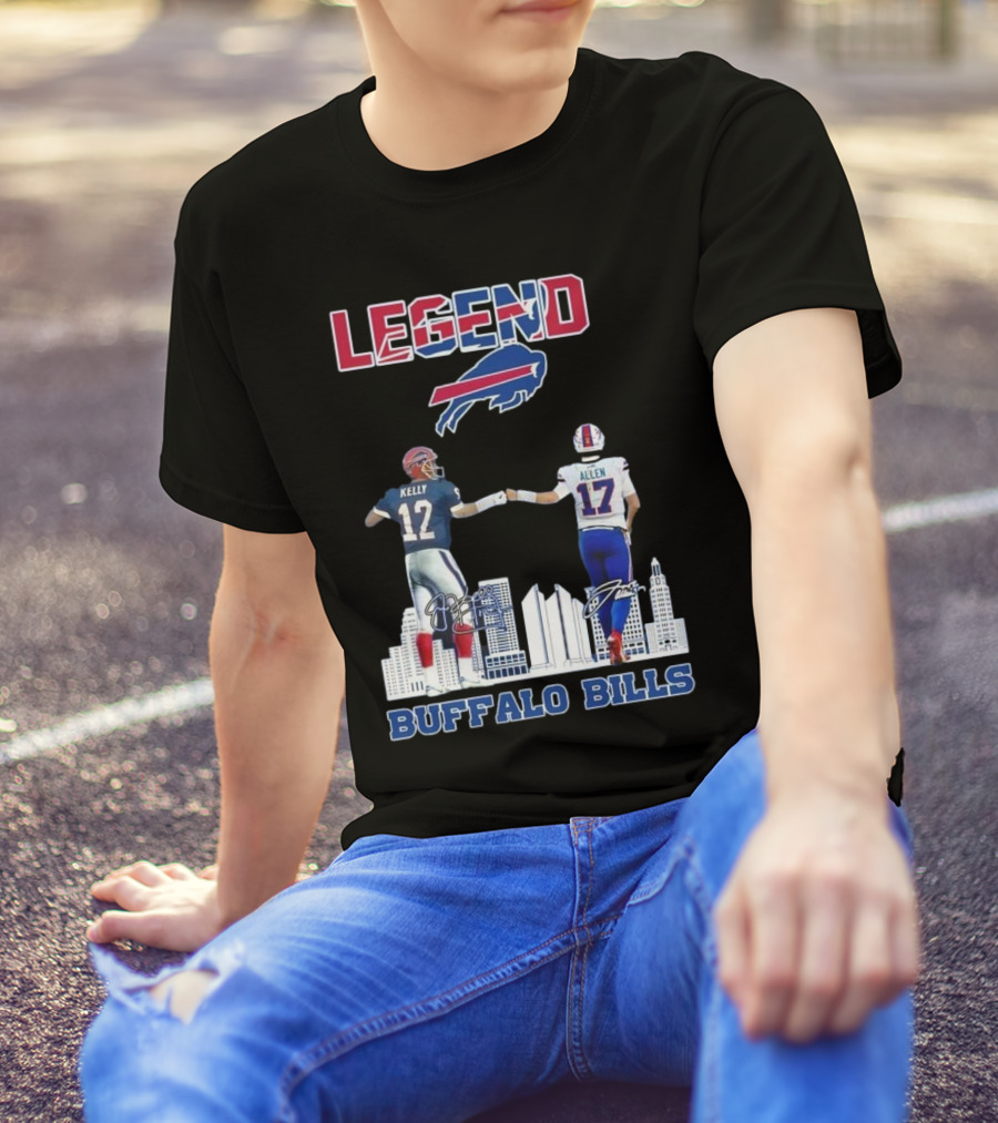 Legend Buffalo Bills Kelly 12 Allen 17 Signatures T-Shirt
