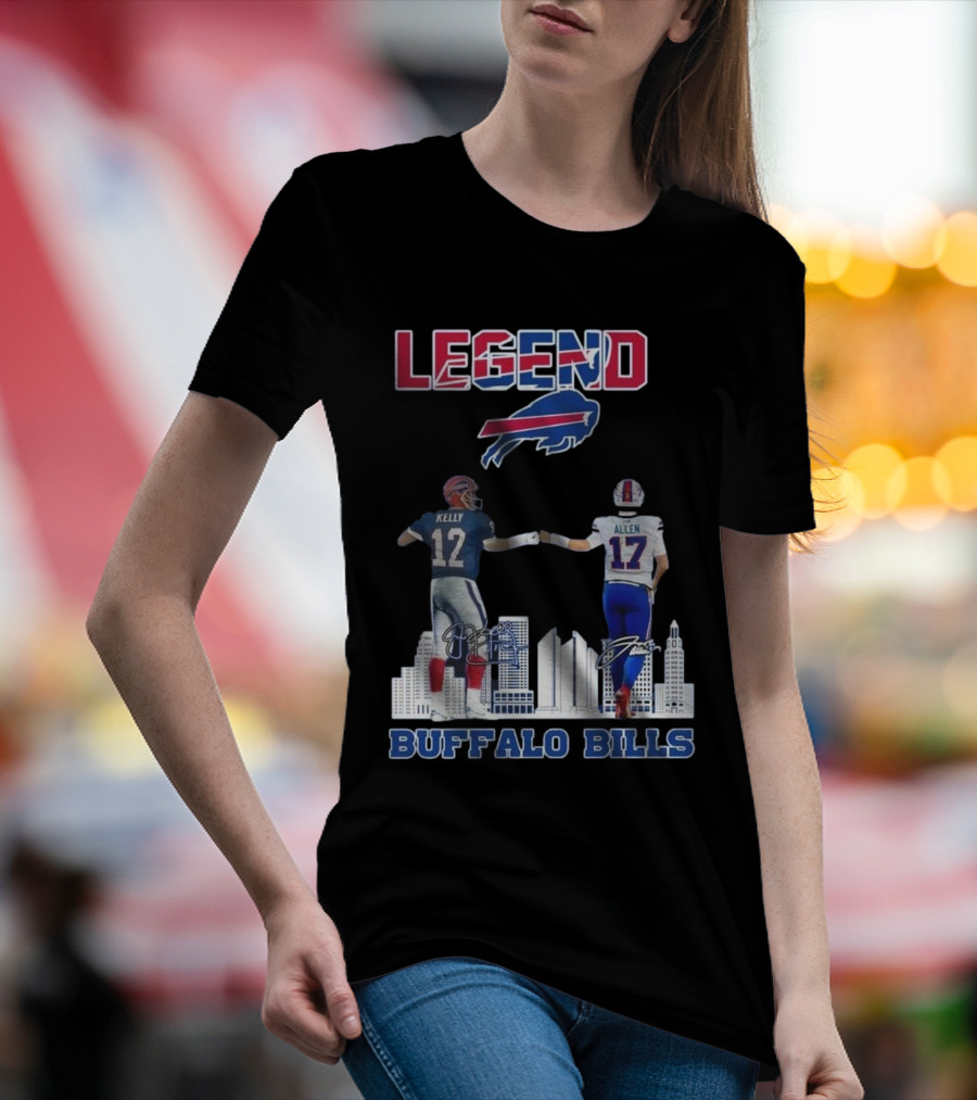 Legend Buffalo Bills Kelly 12 Allen 17 Signatures T-Shirt