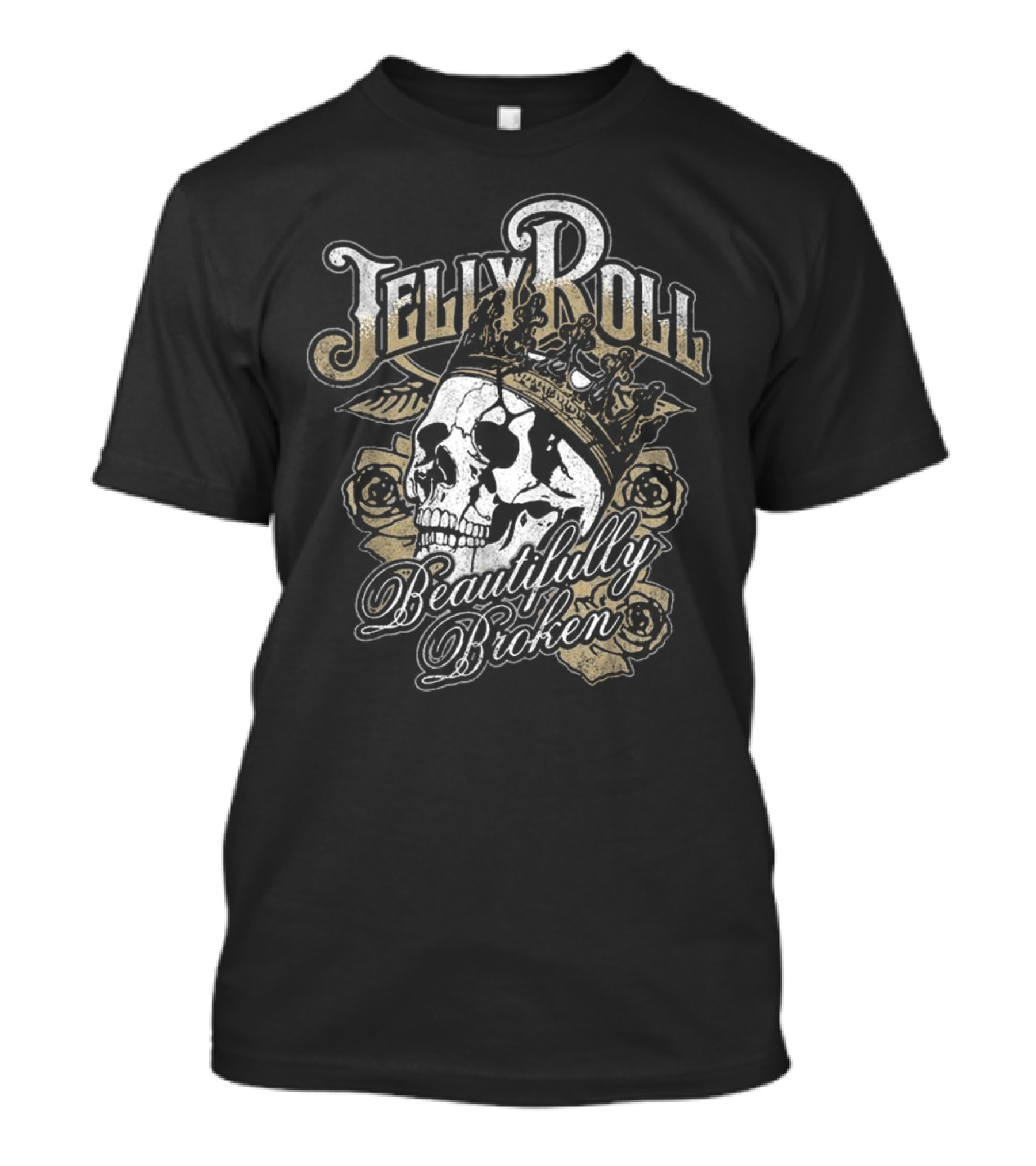 Jelly Roll Beautifully Broken Skull With Crown And Roses T-Shirt