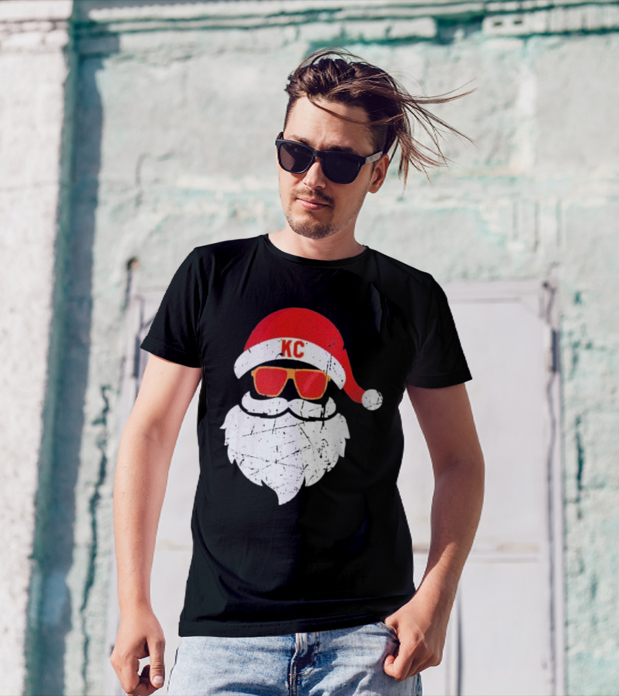 Kansas City Chiefs KC Santa Claus Christmas Holiday T-Shirt