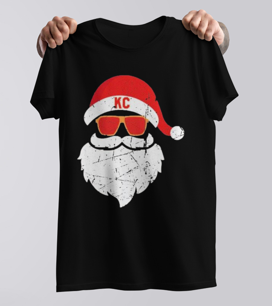 Kansas City Chiefs KC Santa Claus Christmas Holiday T-Shirt