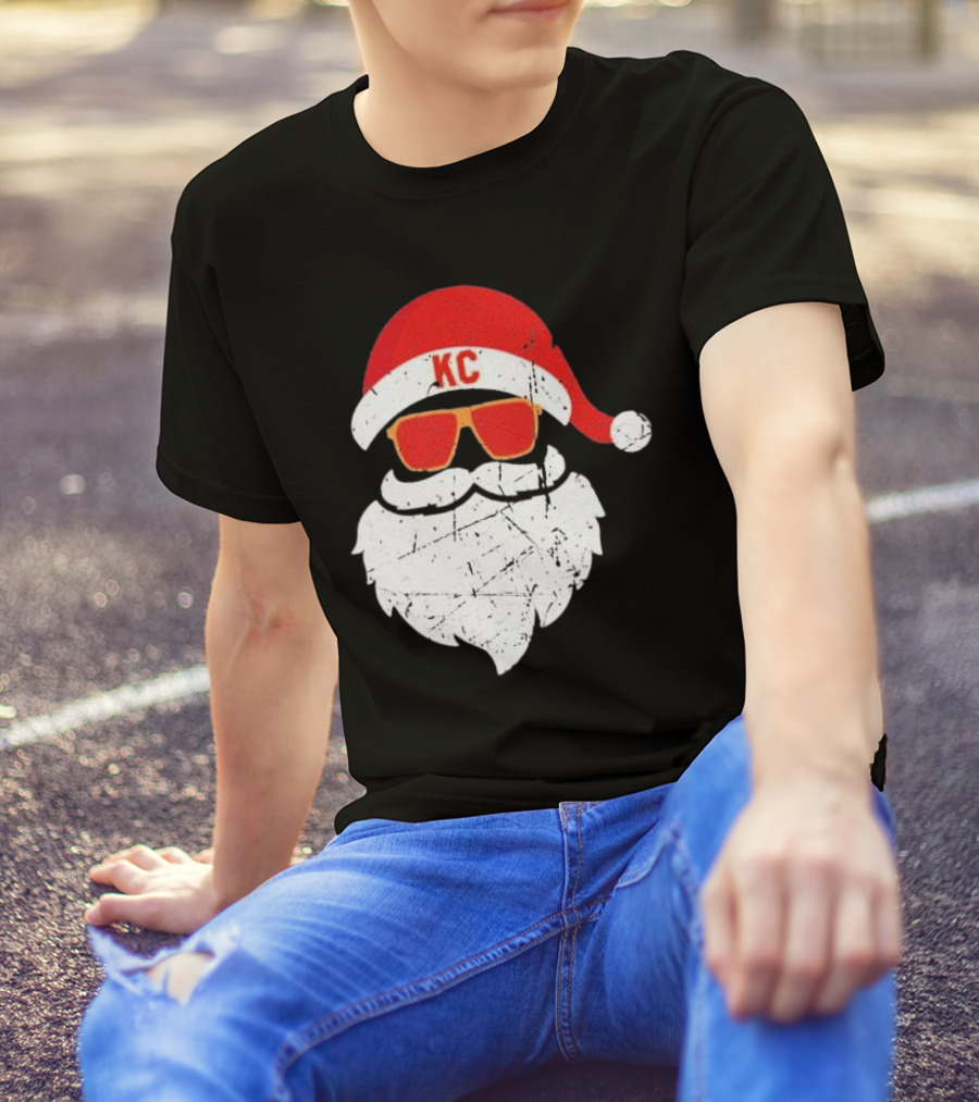 Kansas City Chiefs KC Santa Claus Christmas Holiday T-Shirt