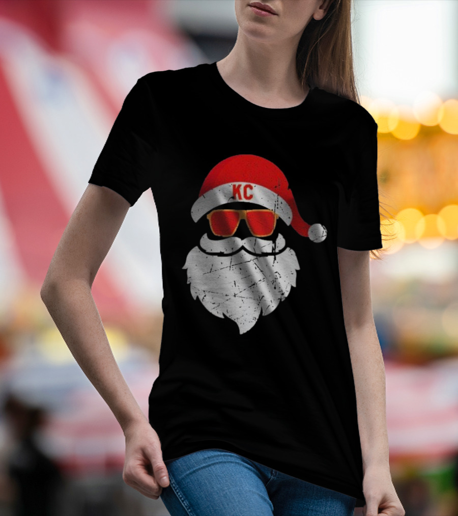 Kansas City Chiefs KC Santa Claus Christmas Holiday T-Shirt