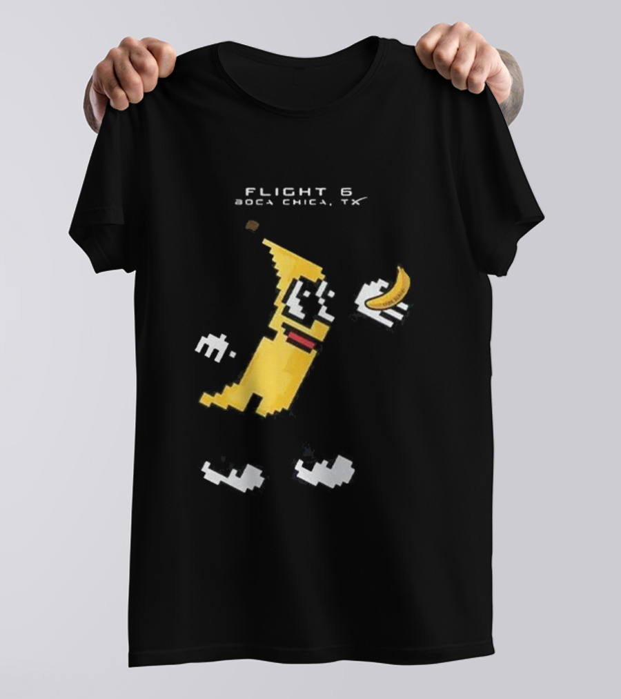 SpaceX Starship Flight 6 It’s Bananas Boca Chica TX Pixel Art Banana Character T-Shirt
