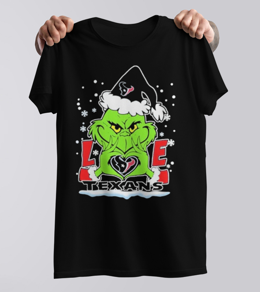 The Grinch Love Houston Texans Football Christmas T-Shirt