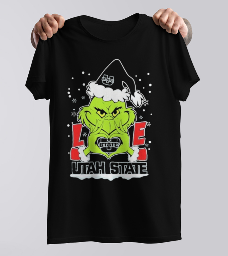 The Grinch Love Utah State Aggies Football Christmas T-Shirt