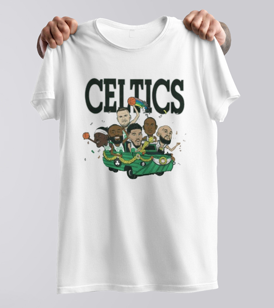 Celtics Basketball Team Cartoon Parade T-Shirt