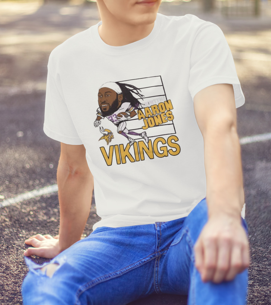 Vikings Showtyme Aaron Jones Football Cartoon Running T-Shirt