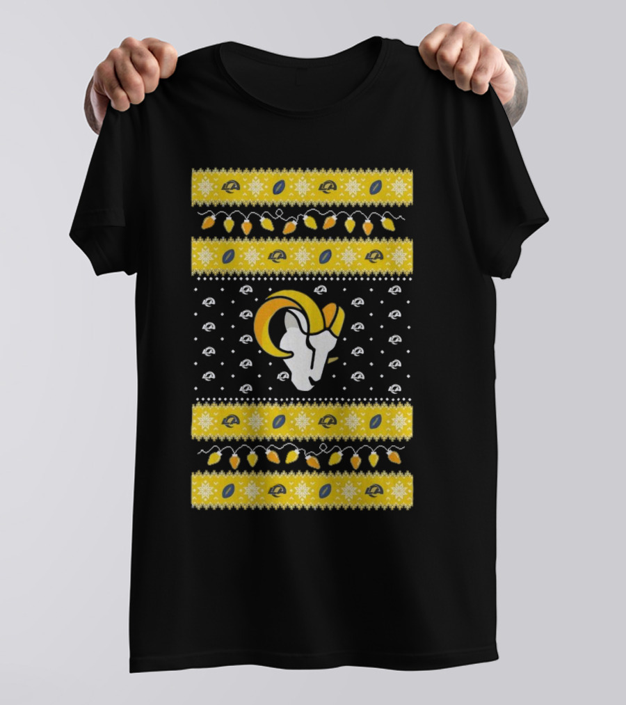 Los Angeles Rams NFL Holiday Lights Ugly Christmas Sweater T-Shirt