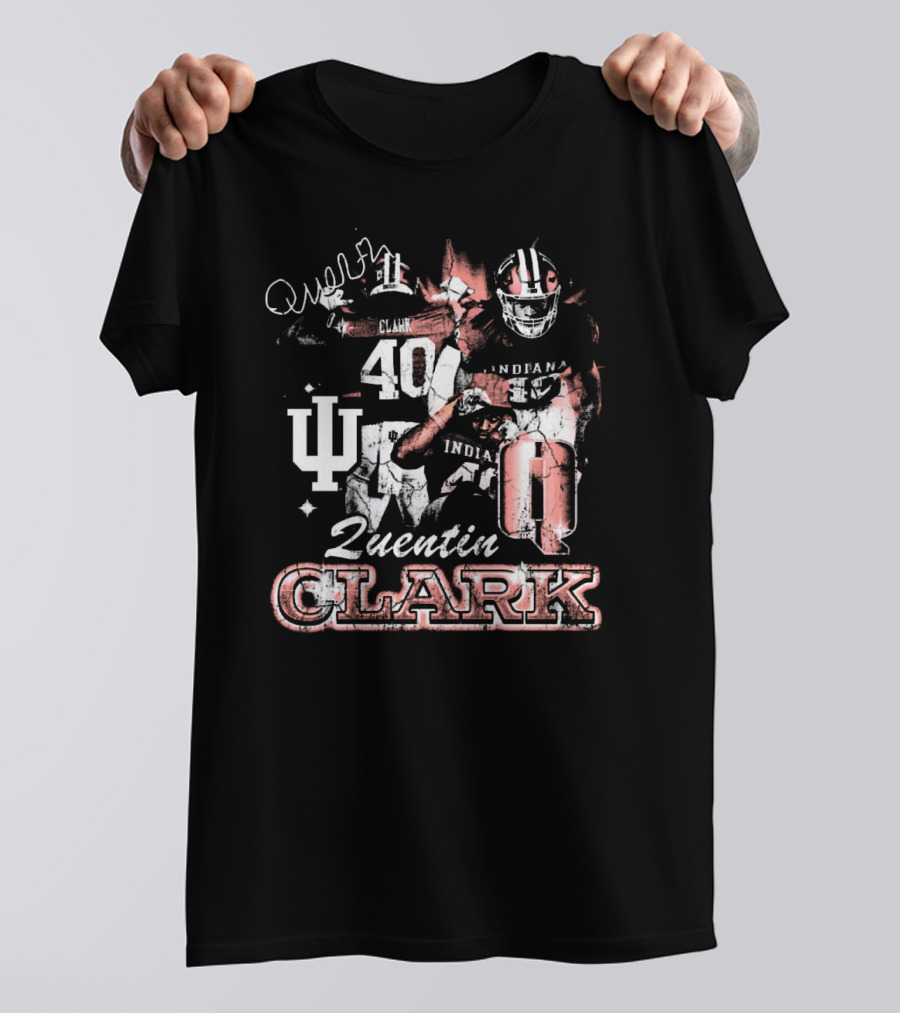 Quentin Clark Indiana Hoosiers 40 Football IU Vintage 90s Style Football Collage T-Shirt