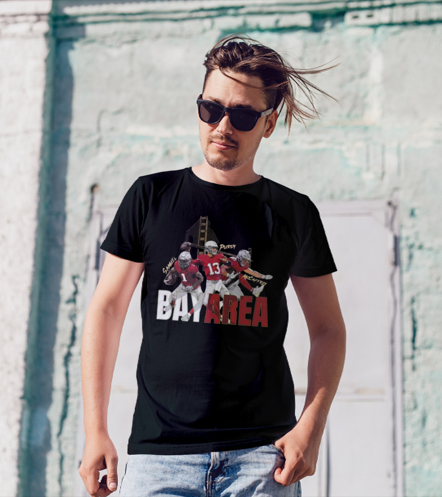 Sammel Purdy McCaffrey San Francisco 49ers Bay Area NFL Trio Football T-Shirt