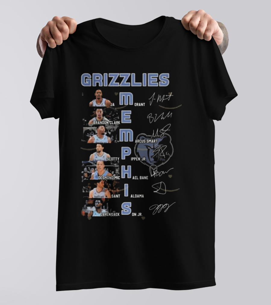Memphis Grizzlies Ja Morant Brandon Clark Marcus Smart Scotty Pippen Jr Desmond Bane Jaren Jackson Jr Signatures T-Shirt