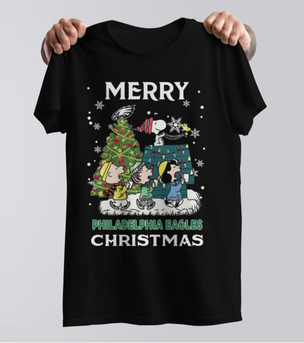 Merry Philadelphia Eagles Christmas Snoopy And Friends T-Shirt