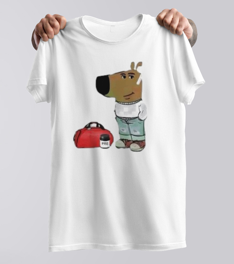 Chill Guy Dog With Gym Bag And Pre-workout Supplement T-Shirt