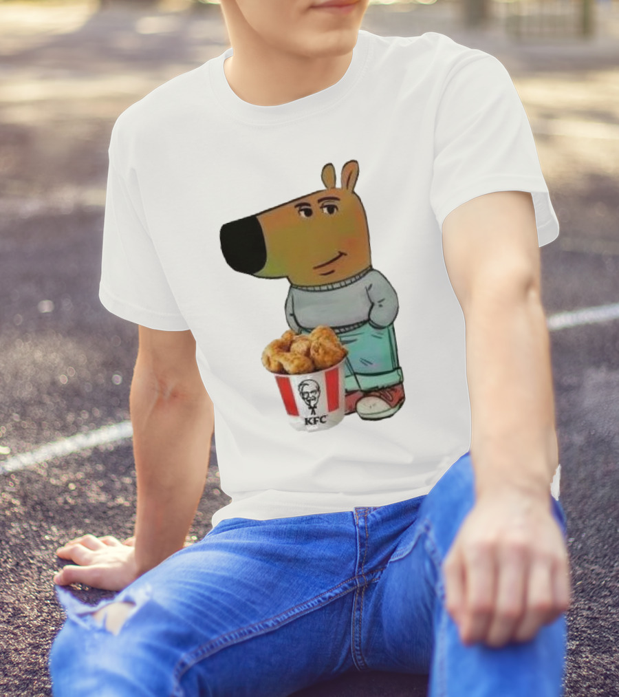 Chill Guy Dog Smiling With KFC Bucket T-Shirt