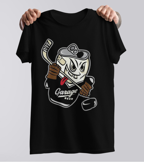 Garage Beer Can Hockey Player T-Shirt