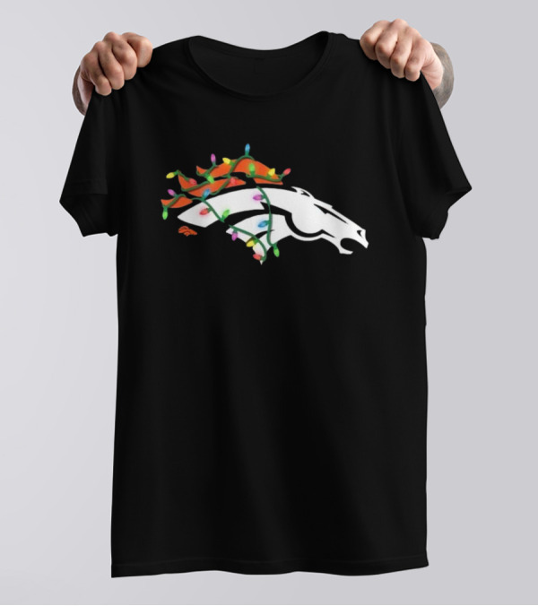 Denver Broncos Holiday Lights Logo T-Shirt