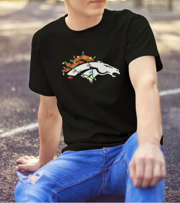 Denver Broncos Holiday Lights Logo T-Shirt