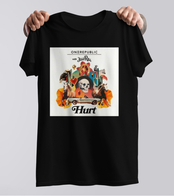 ONEREPUBLIC With JELLY ROLL Hurt Retro Collage Of Horses And Cactus T-Shirt
