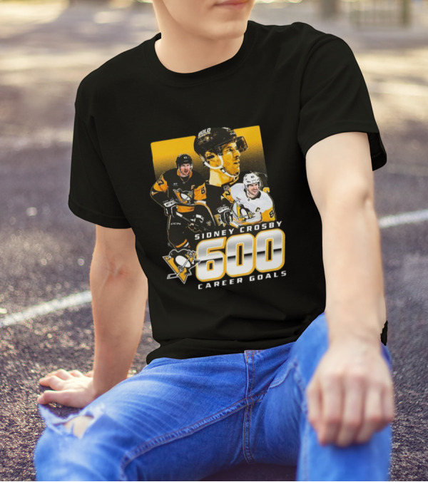 Sidney Crosby Pittsburgh Penguins 600 Career Goals NHL Achievement T-Shirt