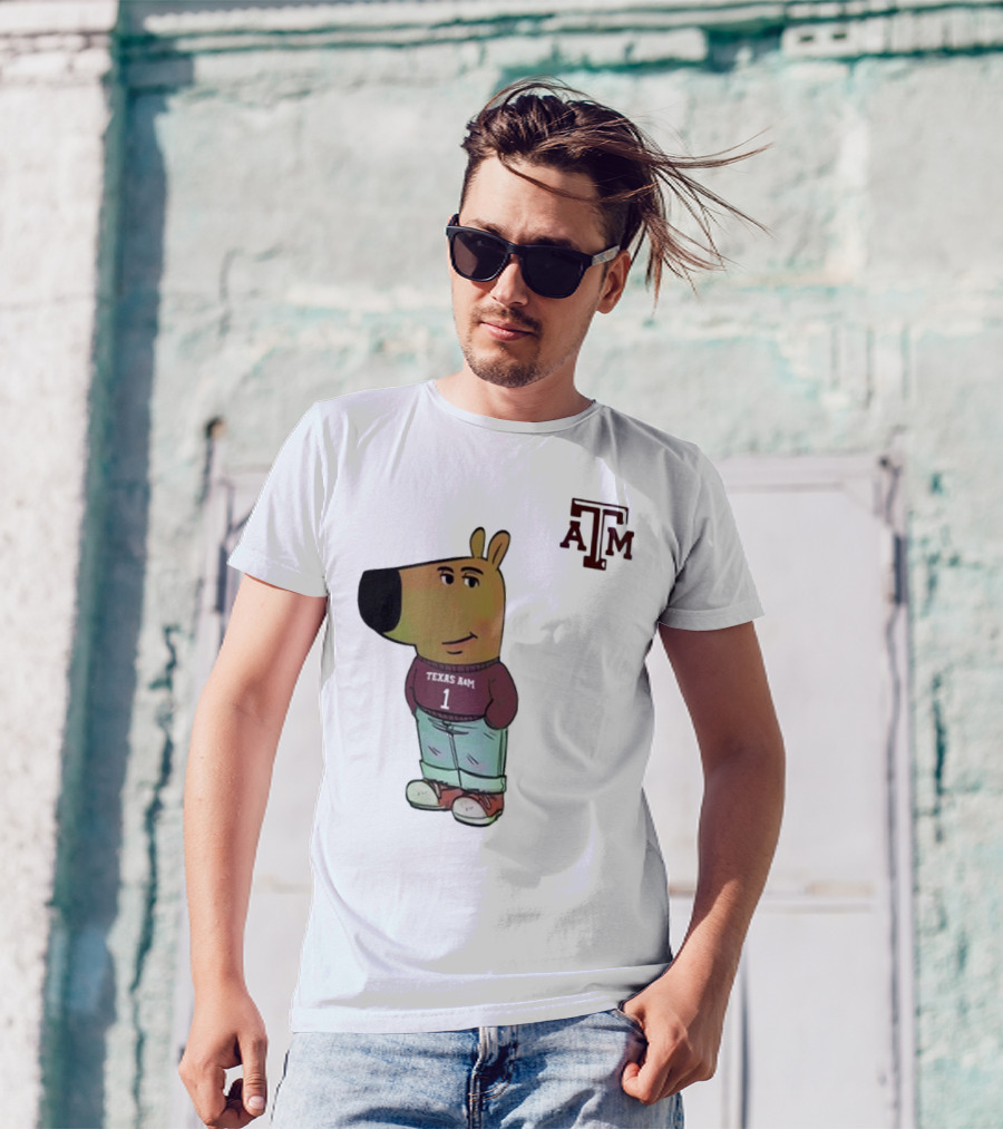 Texas A&M Aggies Chill Guy Character With A&M Logo And Jersey T-Shirt