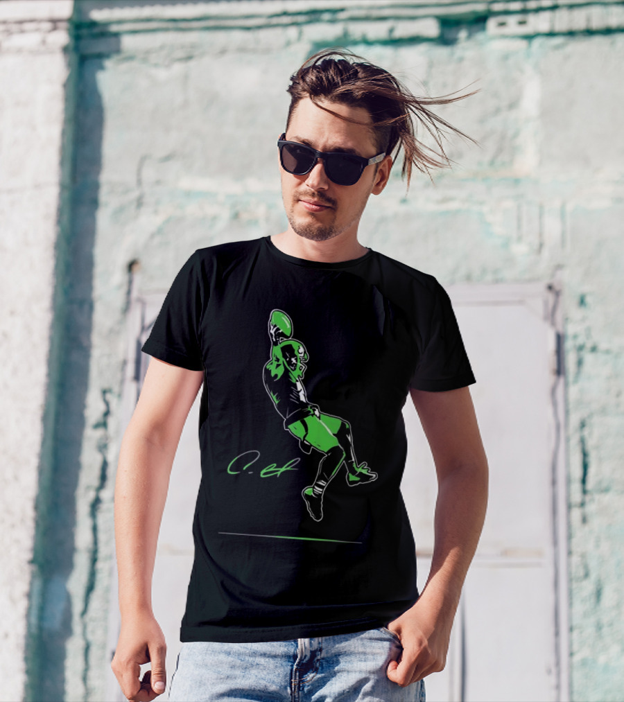 Coby Bryant Legendary Green Football Celebration Signature T-Shirt
