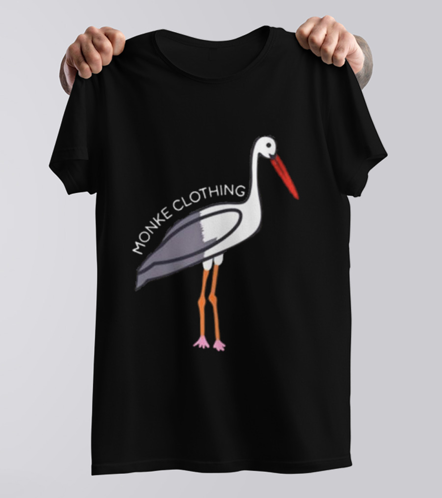 Monke Clothing Stork Woven Design With Stork T-Shirt