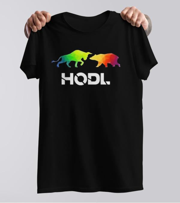 Web3eliza Colorful Bull And Bear HODL T-Shirt