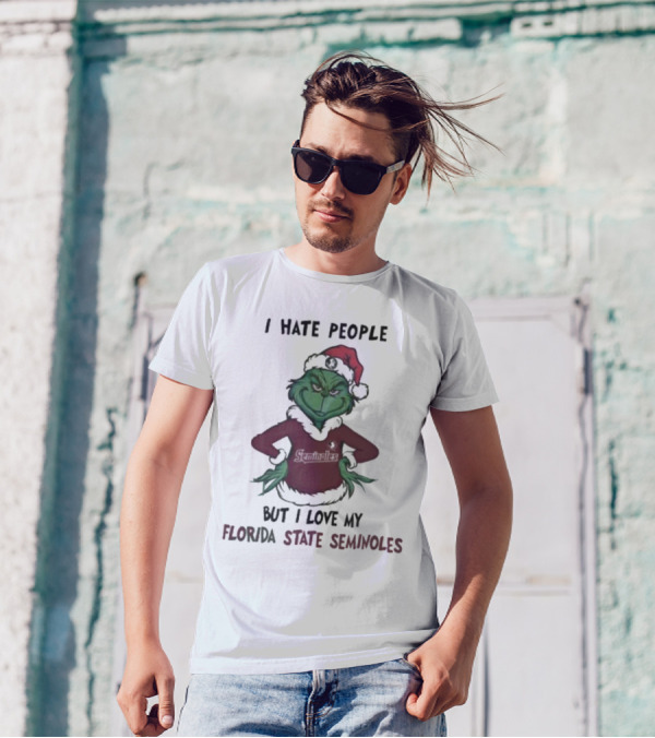 I Hate People But I Love My Florida State Seminoles Grinch Christmas T-Shirt