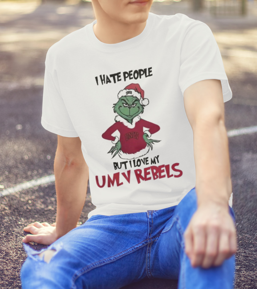 I Hate People But I Love My UNLV Rebels Grinch Christmas Fan T-Shirt