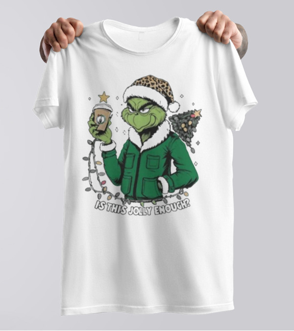 Boston Celtics X Santa Grinch Is This Jolly Enough Merry Christmas Coffee Lights Tree T-Shirt