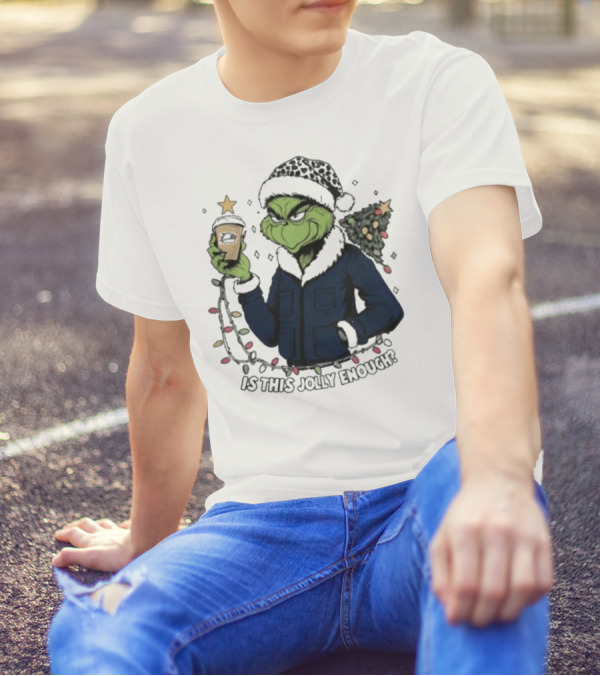 Georgia Southern Eagles X Santa Grinch Holding Holiday Coffee Cup Is This Jolly Enough Merry Christmas T-Shirt