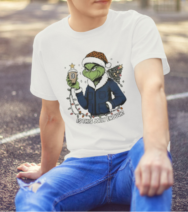 Detroit Tigers Grinch Santa Is This Jolly Enough Merry Christmas T-Shirt