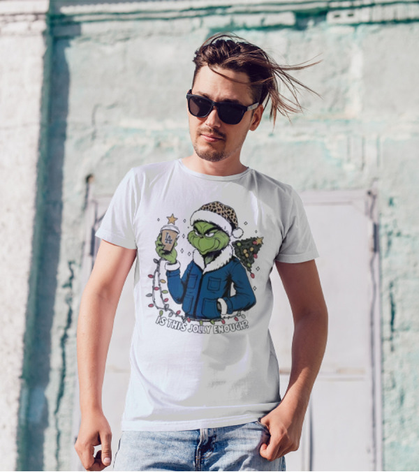 Los Angeles Dodgers Santa Grinch Is This Jolly Enough Merry Christmas T-Shirt