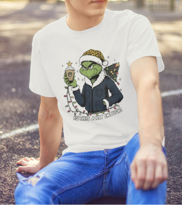 Milwaukee Brewers Santa Grinch Coffee Is This Jolly Enough Merry Christmas T-Shirt