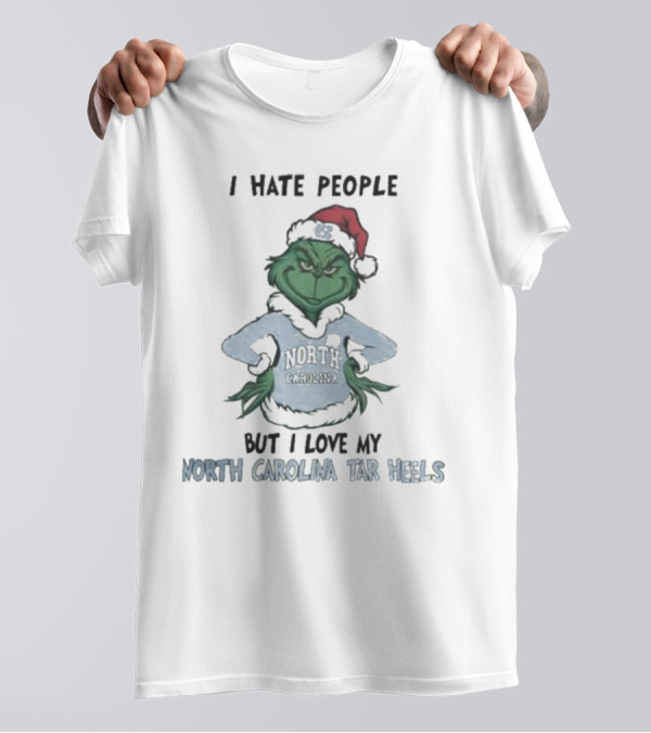 I Hate People Grinch Loves North Carolina Tar Heels Merry Christmas T-Shirt