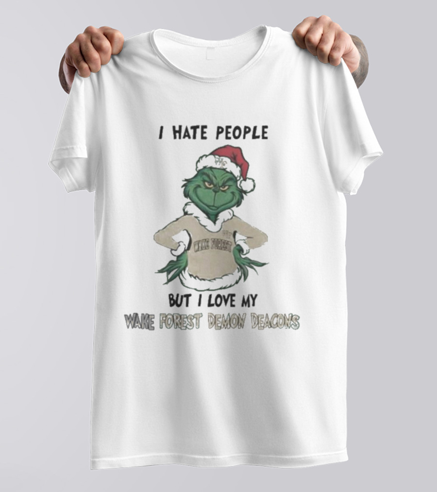 I Hate People But I Love My Wake Forest Demon Deacons Grinch Christmas T-Shirt