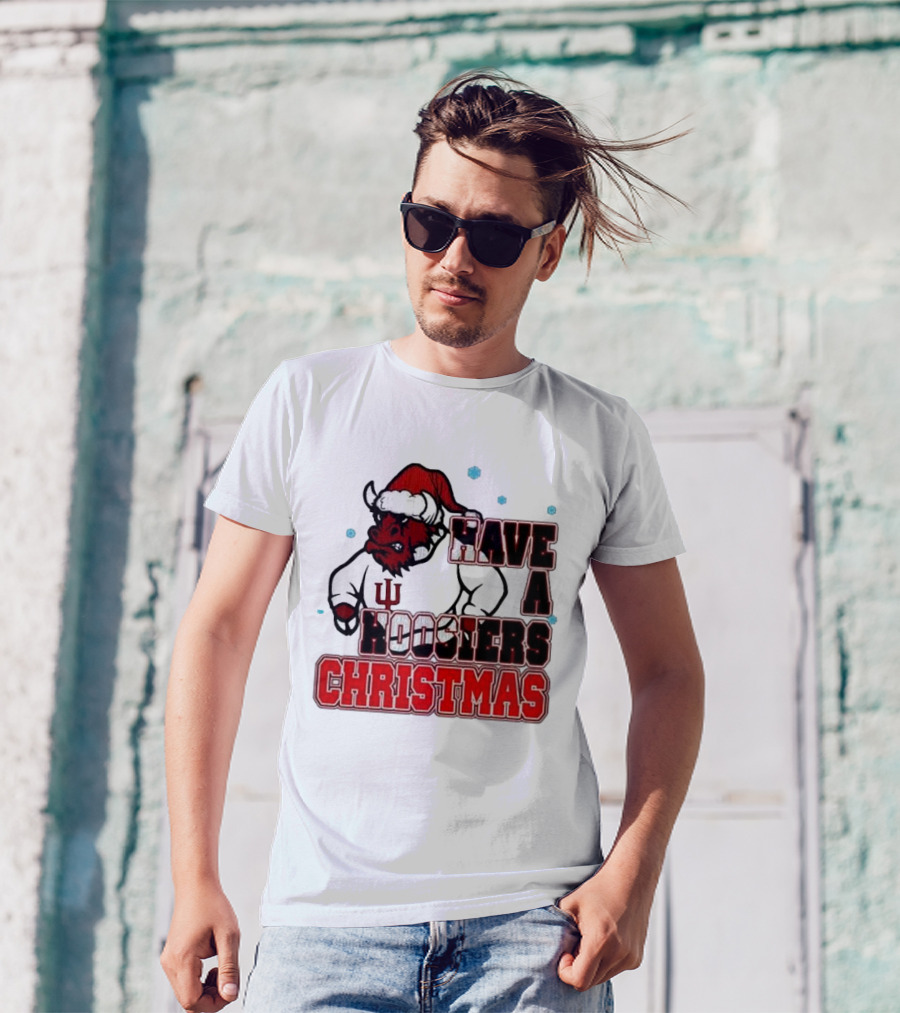Have A Hoosiers Christmas Indiana Hoosiers Santa Mascot T-Shirt