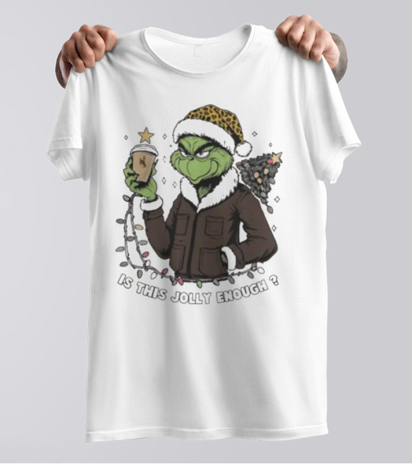Wyoming Cowboys Grinch Santa Is This Jolly Enough Merry Christmas T-Shirt
