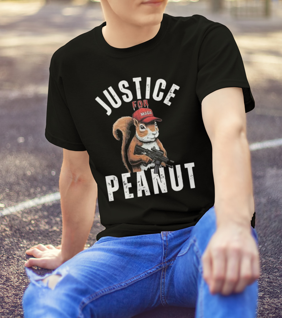 Justice For Peanut Maga Squirrel With Hat And Rifle T-Shirt