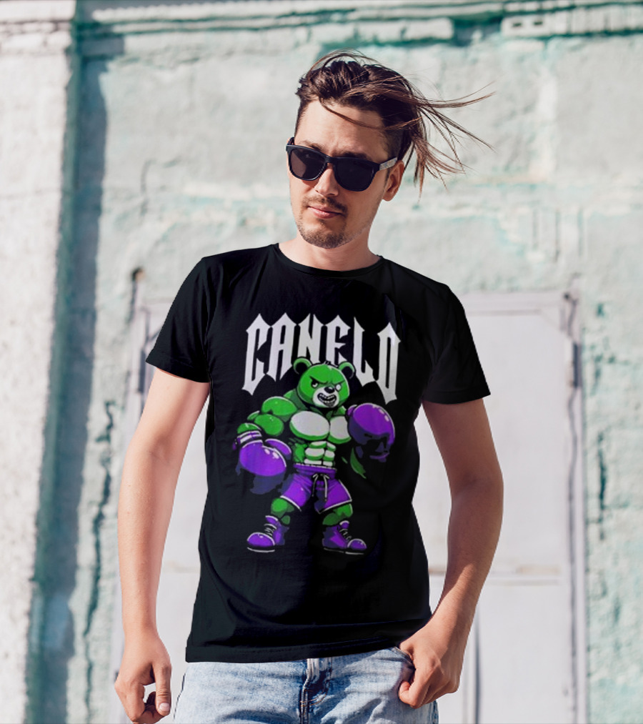 Canelo Boxing Bear In Green And Purple Gear T-Shirt