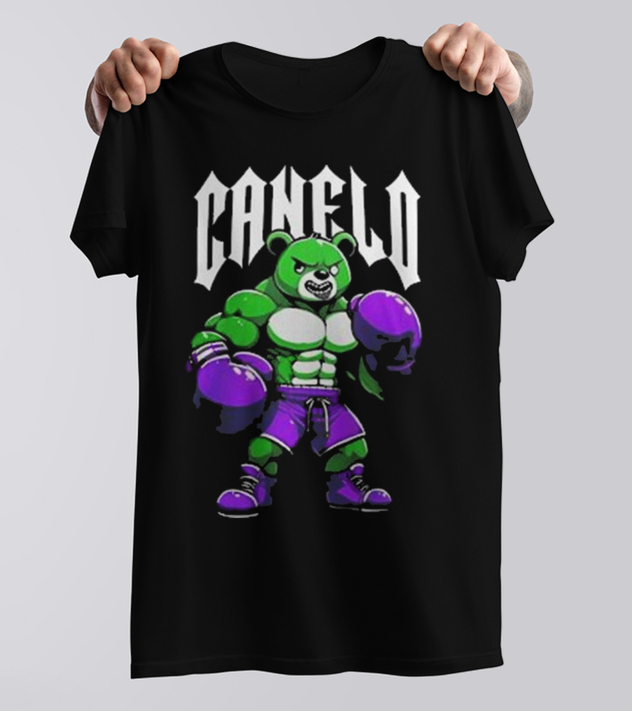 Canelo Boxing Bear In Green And Purple Gear T-Shirt